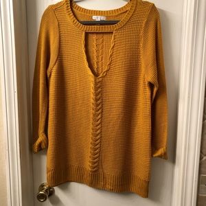 New York & Company Mustard Yellow Peephole Sweater